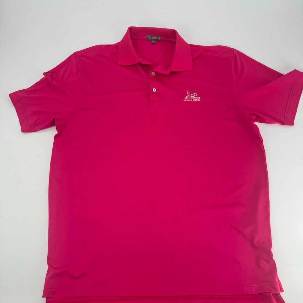 Peter Millar Men's Large Pink Summer Comfort Polo Shirt Prairie‎ Dunes Golf